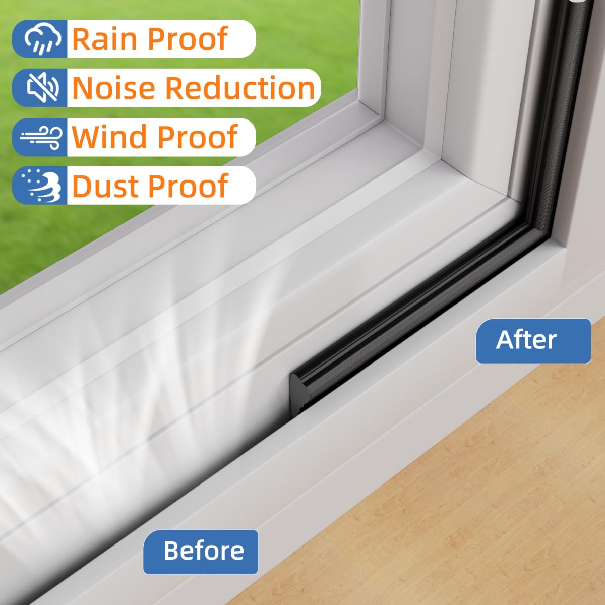 Wedge Shape Window Weather Stripping Door Frame Seal 118” Black