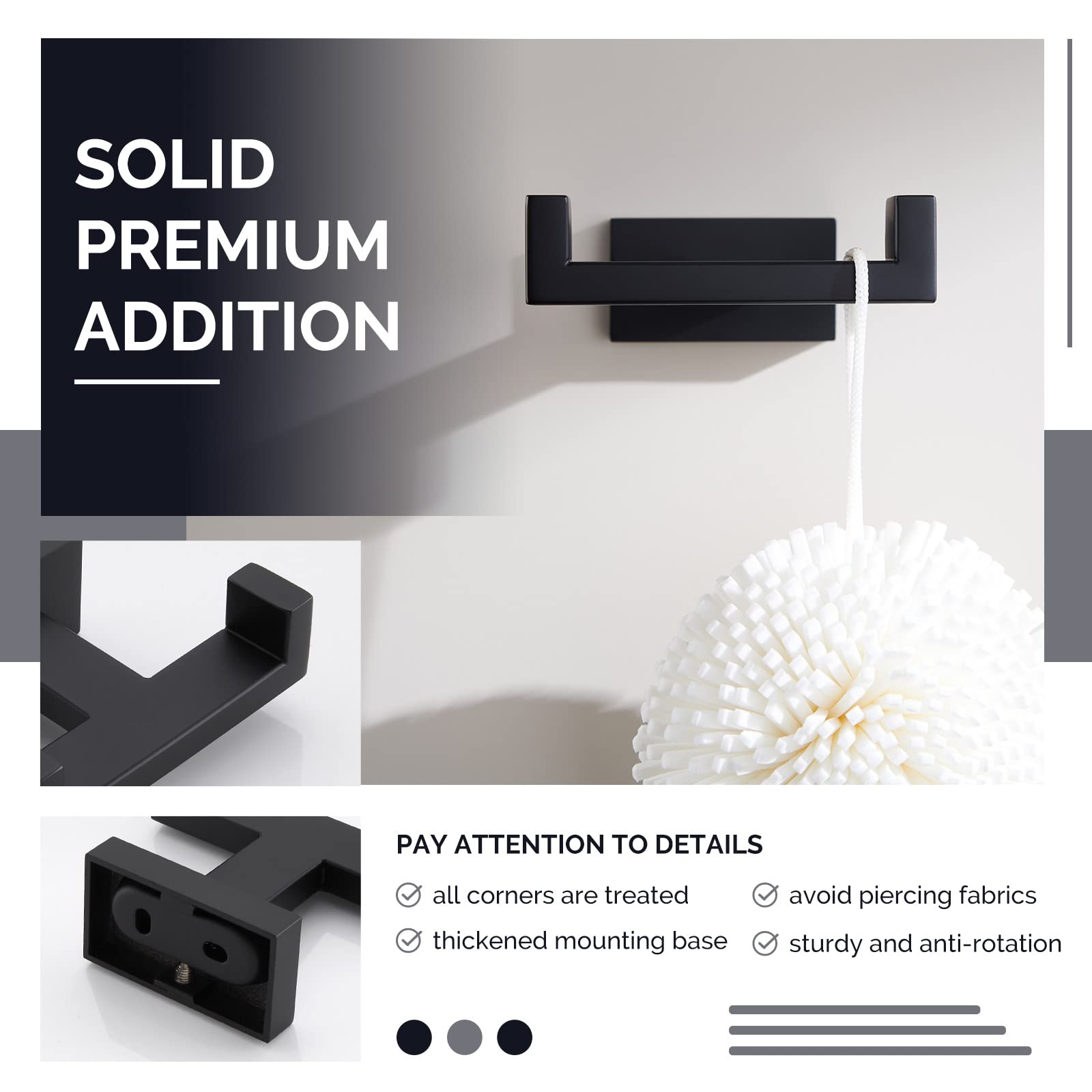 Double Towel Hook Matte Black
