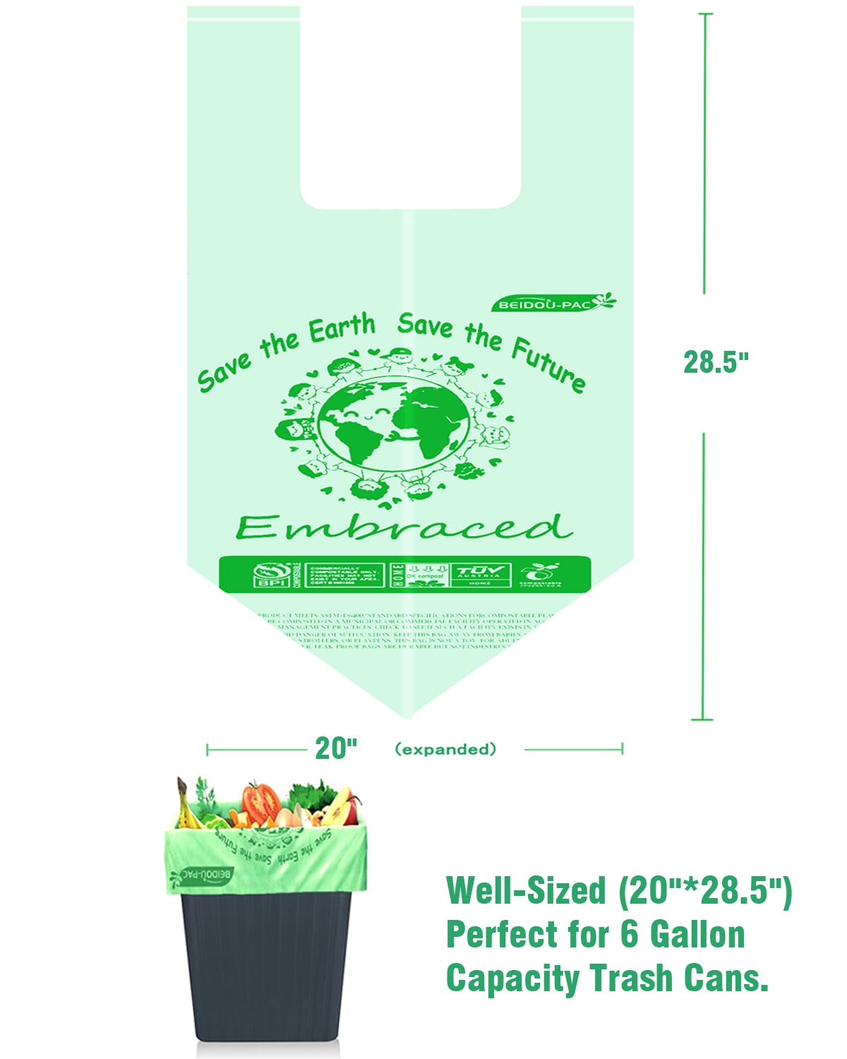 4 6 Gallon Compostable Trash Bags (75 Count)