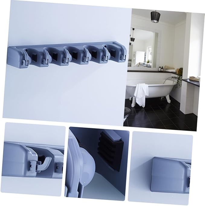 Mobestech 2pcs Slot Hook Wall Mounted Broom Mop Holder Organizer Storage Rack over Door Tool Rack for Home