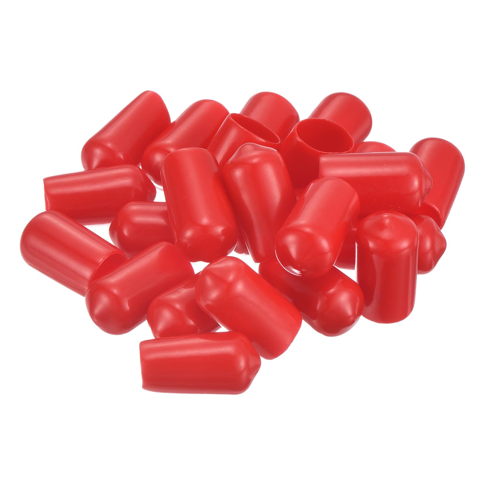 20pcs Rubber End Caps 11.5mm ID Vinyl Round Tube Bolt Cap Cover Thread Protectors Red