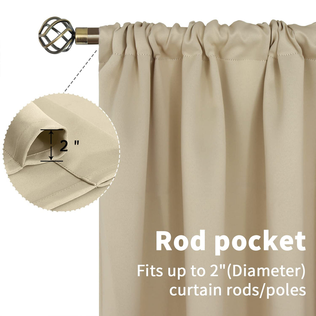 Small Beige Curtains 36 Inches Long for Kitchen Window (2 Count)