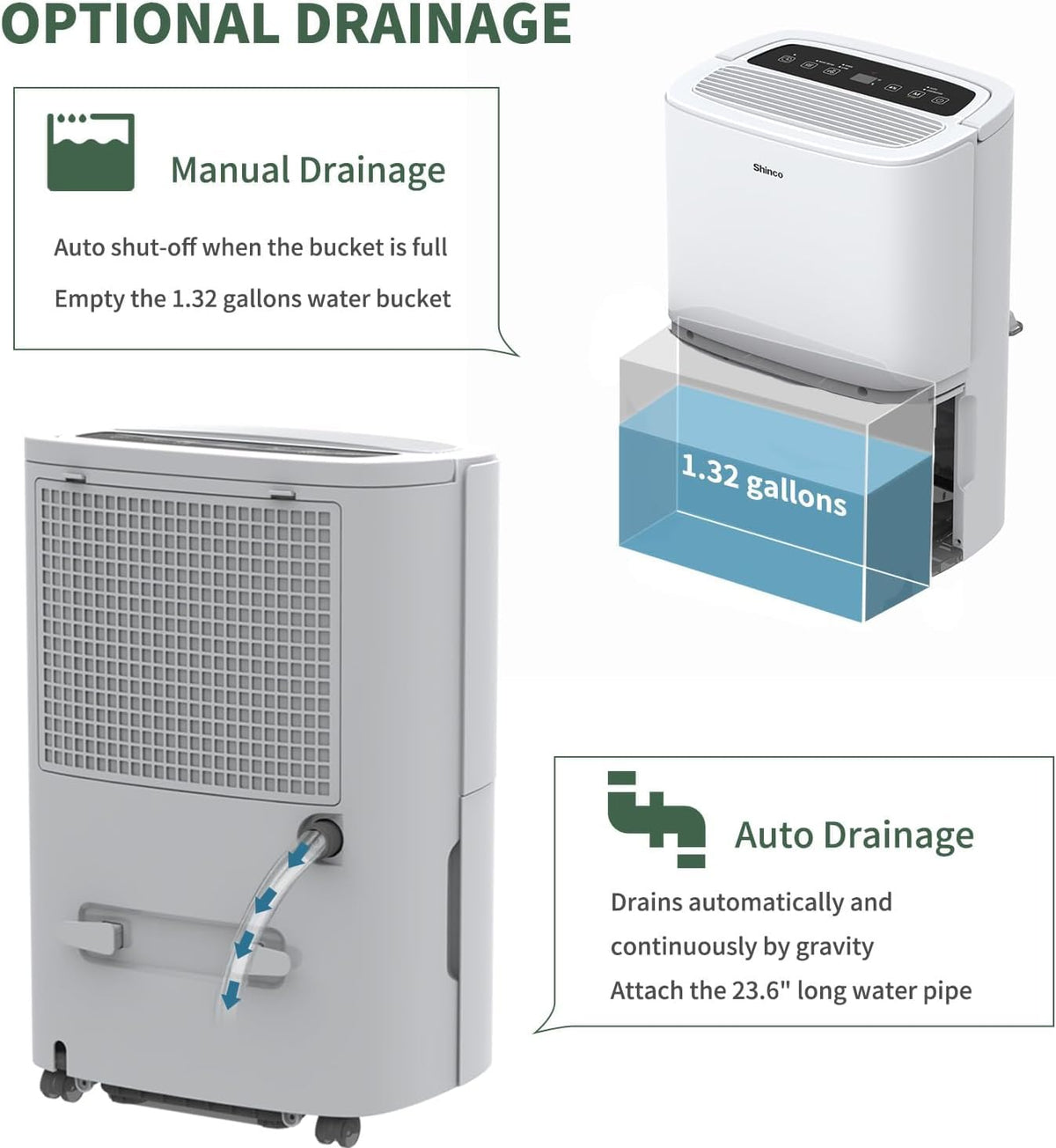 80 Pints Energy Star Dehumidifier with Drain Hose and WIFI for Large Spaces up to 5