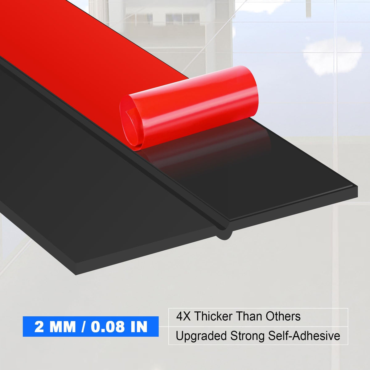 Weather Stripping Silicone Door Seal Strip 3 in x 40 ft Door Draft Stopper Self Adhesive Door Draft Tape (40 Foot)