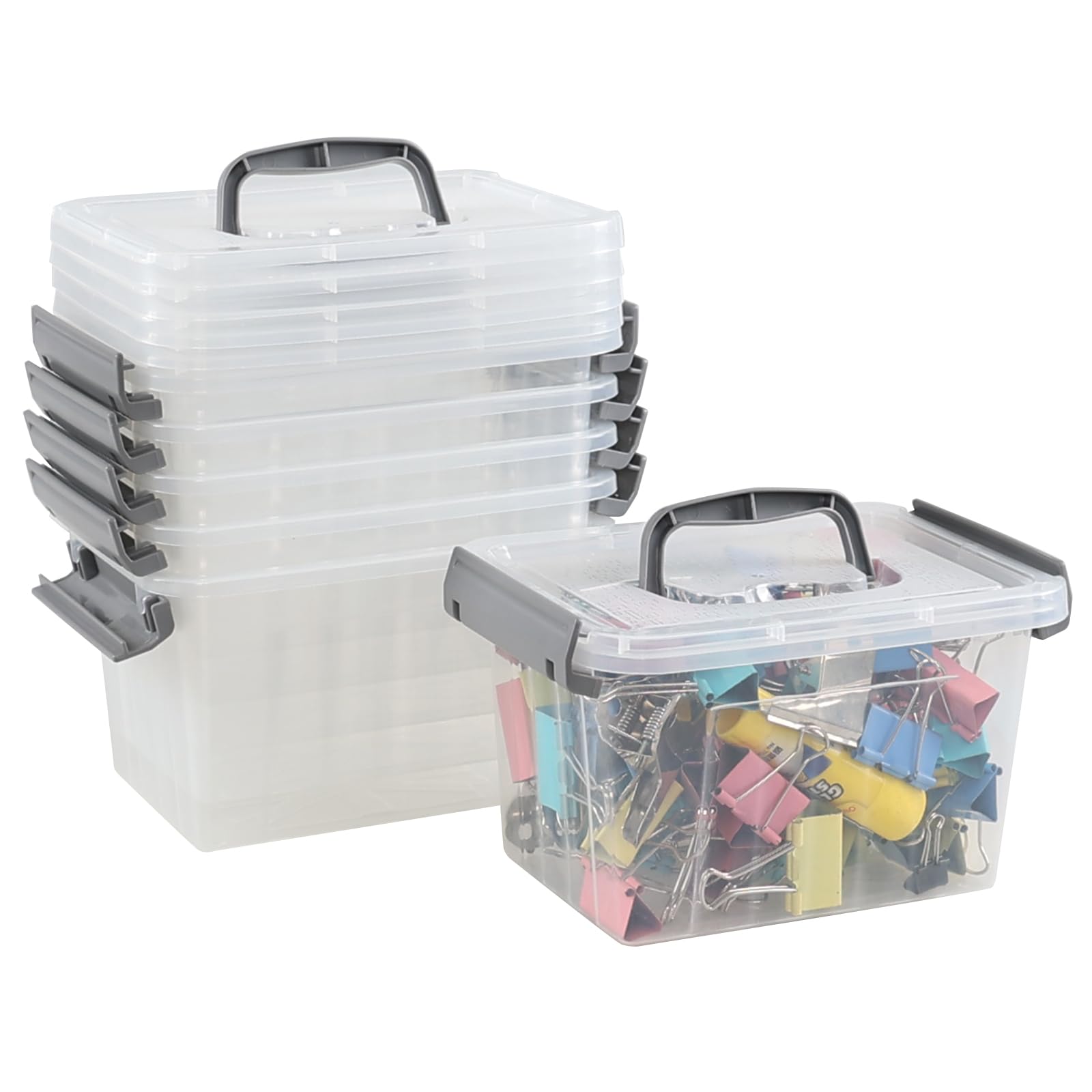 3.5 Quart Small Clear Latching Boxes with Handle (6 Count)