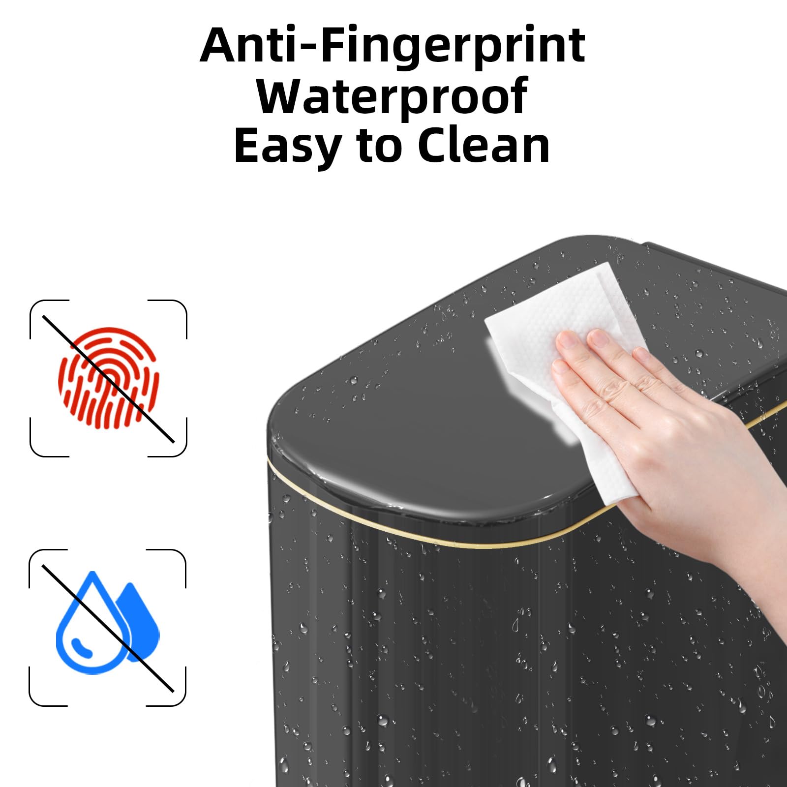 2.6 Gallon Slim Bathroom Trash Can with Soft
