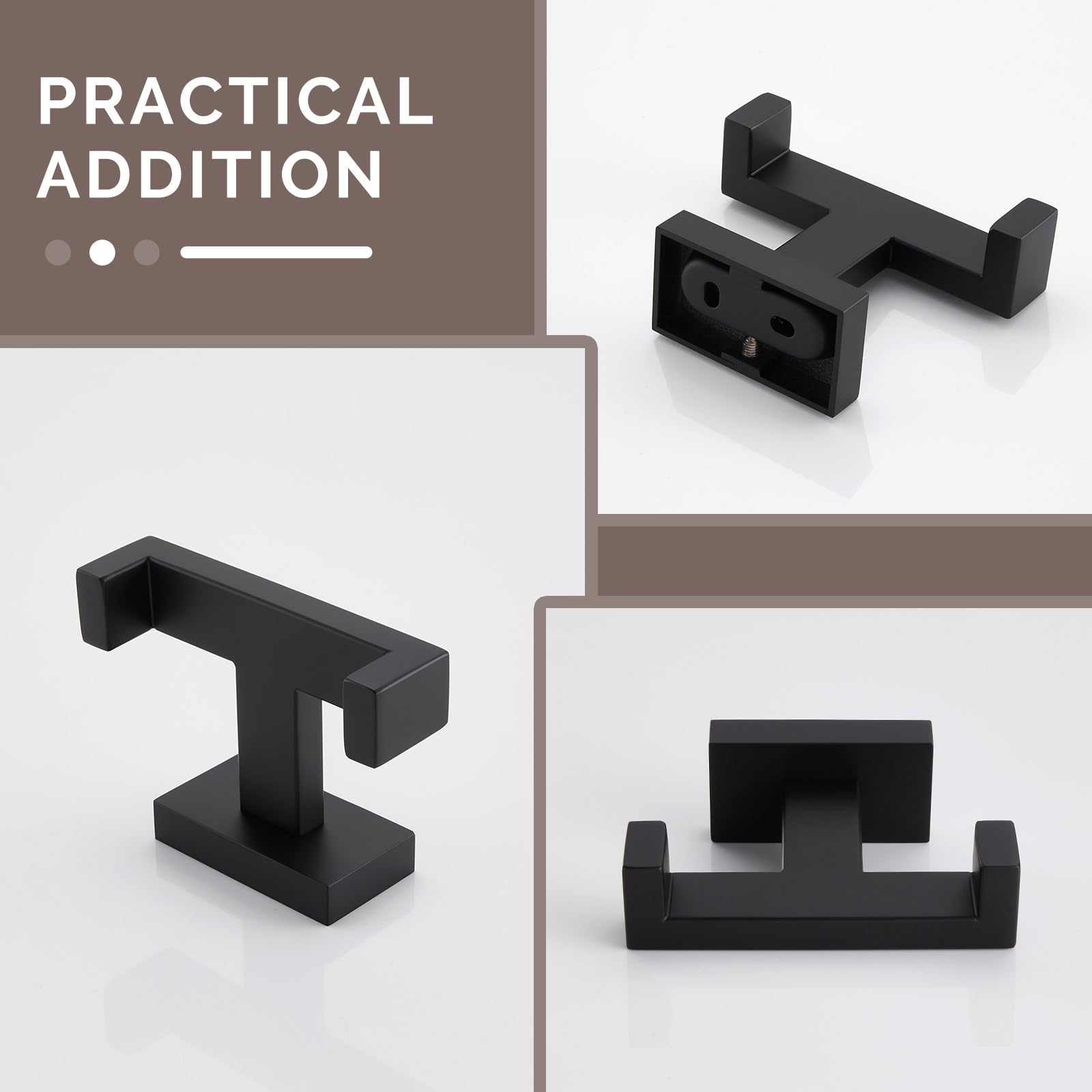Bathroom Towel Hook Matte Black (2 Count)