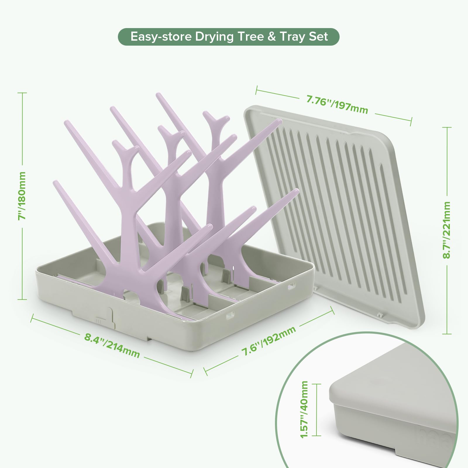 Portable Baby Bottle Drying Rack with Tray