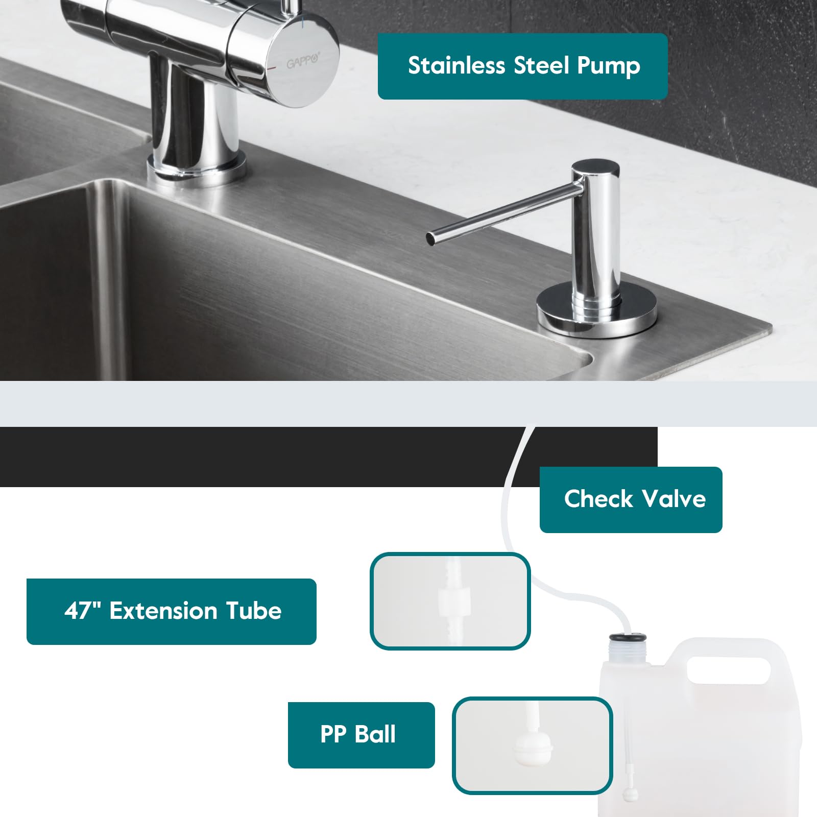 Soap Dispenser for Kitchen Sink Polished Chrome