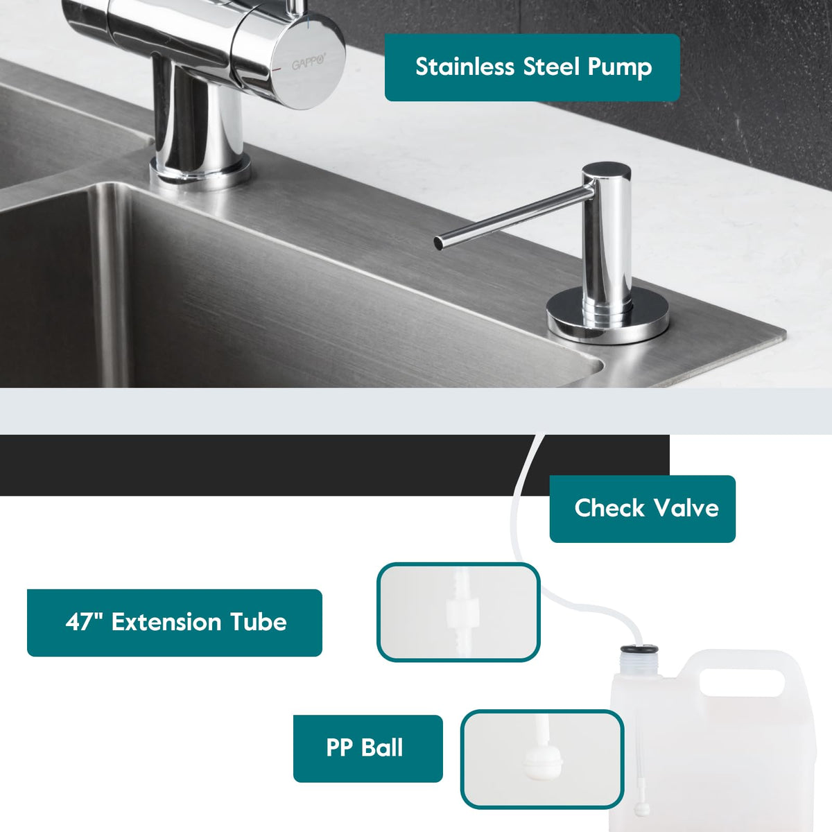 Soap Dispenser for Kitchen Sink Polished Chrome
