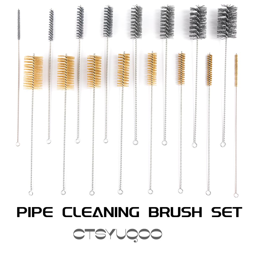 16 Inch Extra Long Pipe Cleaning Brush Set with Brass Bristles