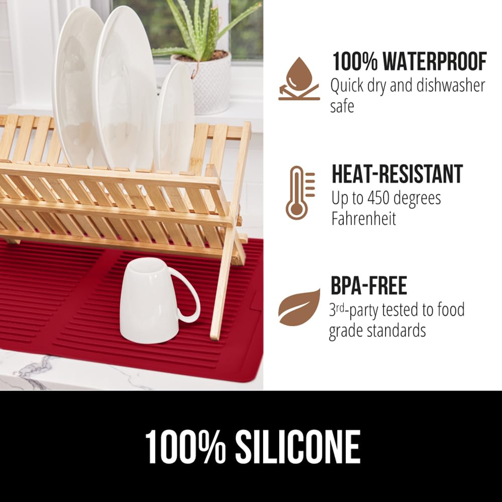 100% BPA Free Patented Silicone Dish Drying Mat for Kitchen Counter