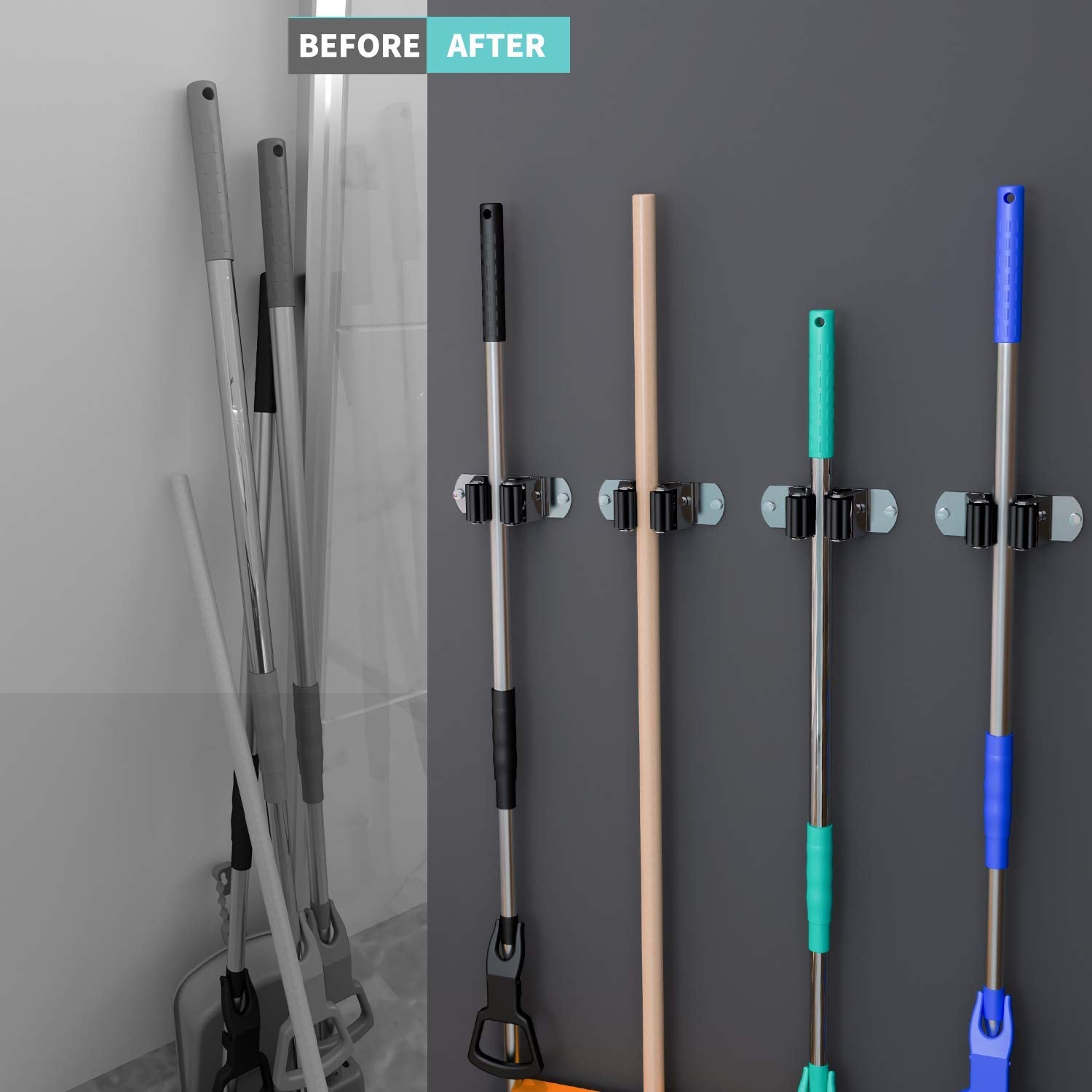 Broom Holder Wall Mount (4 Count)