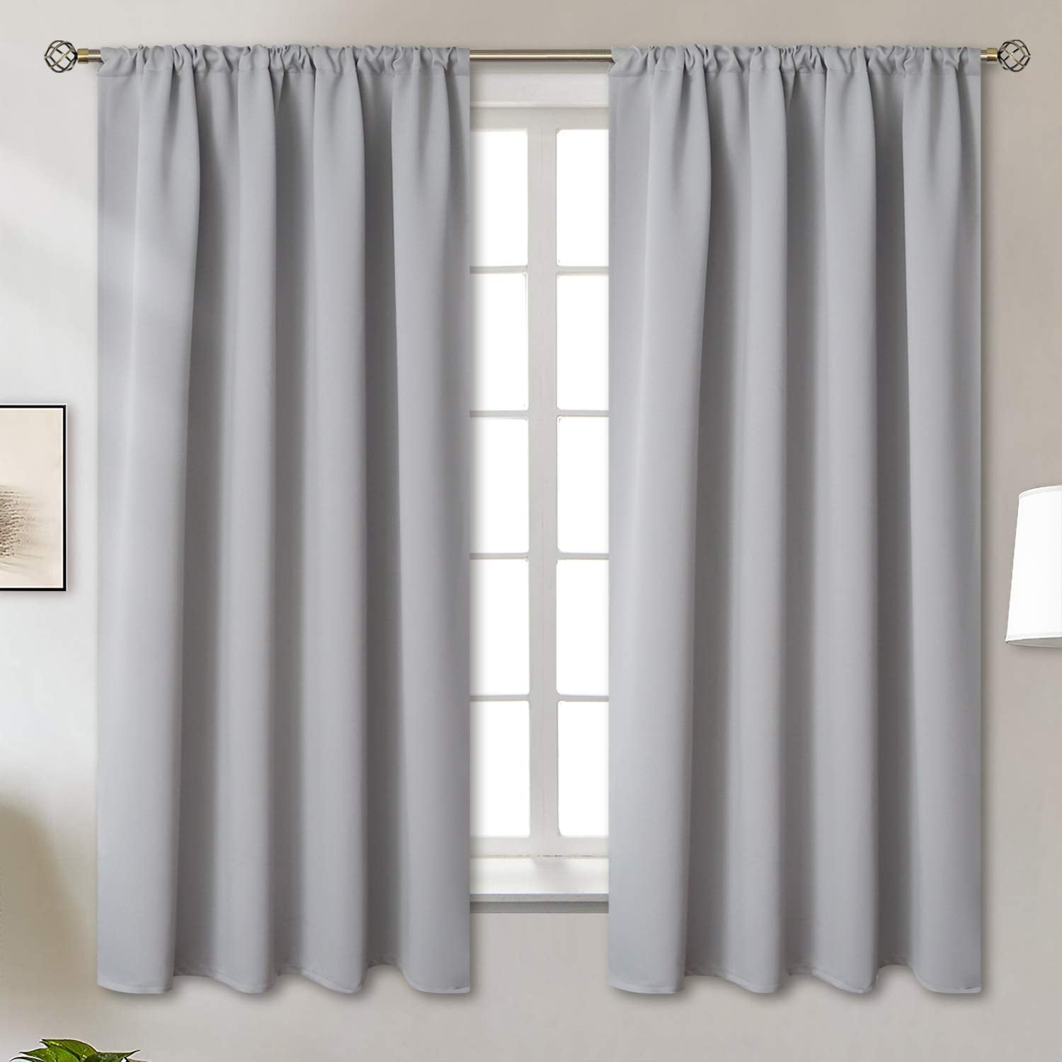 Rod Pocket Room Darkening Curtains for Bedroom (2 Count)