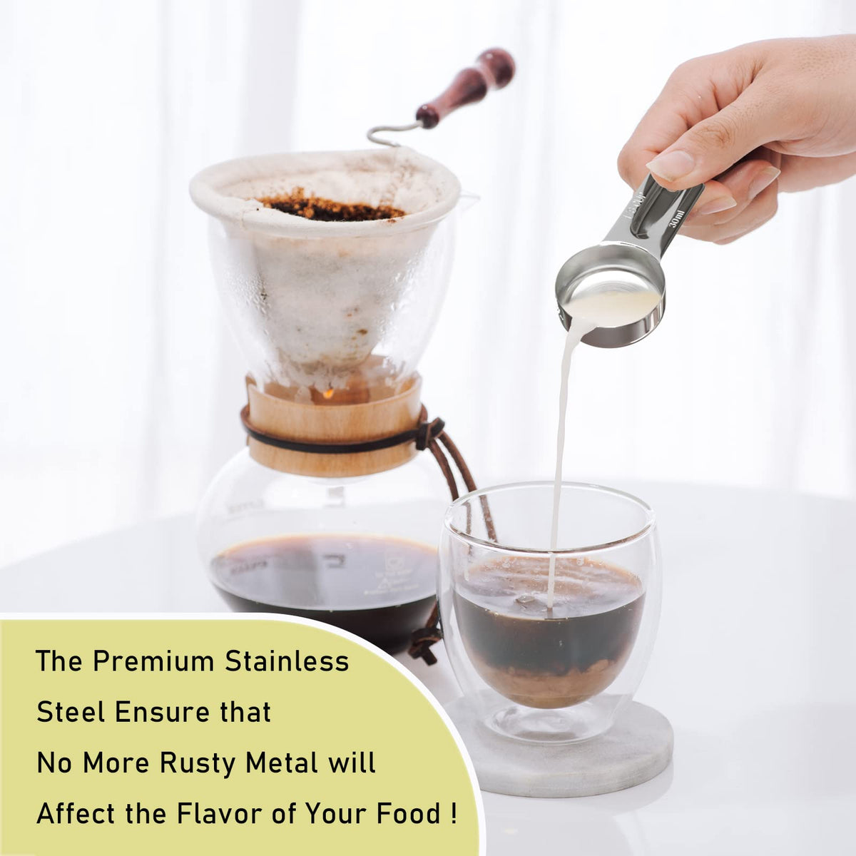 2PCS 1/8CUP(30ml, 1oz) Measuring Cup, 18/8 Stainless Steel Measure Scoop