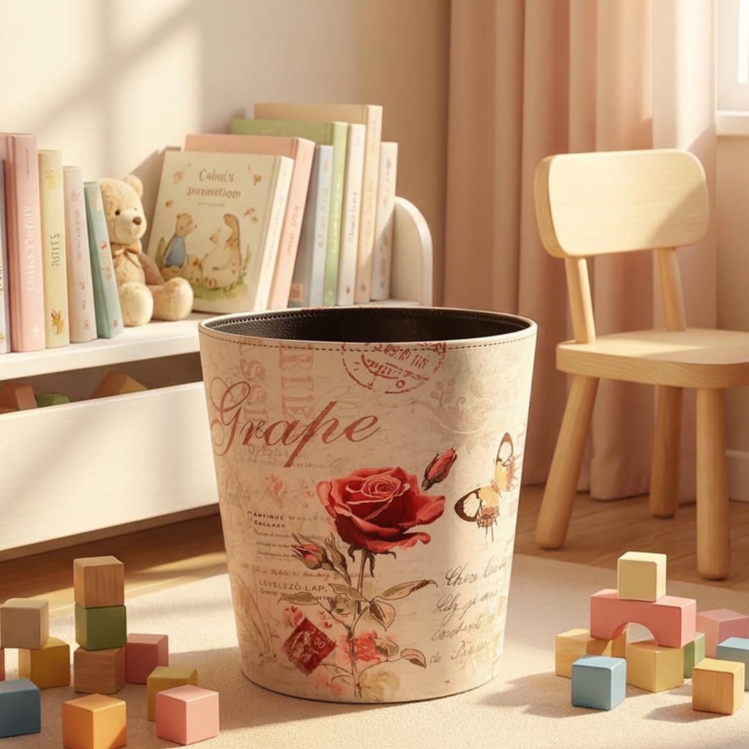 PU Leather Small Trash Can Wastebasket