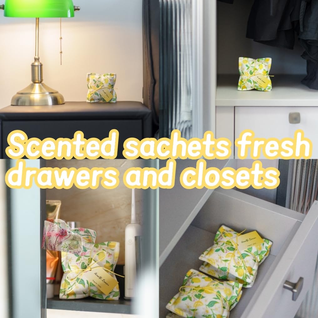 4 Pack Lemon Sachet Bags for Drawers and Closets