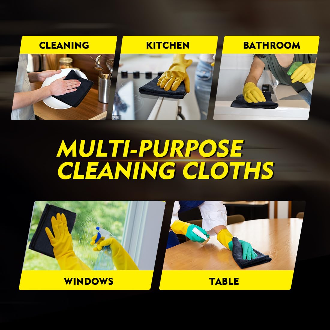 Microfiber Cleaning Cloths 12 Pack (12 Count)