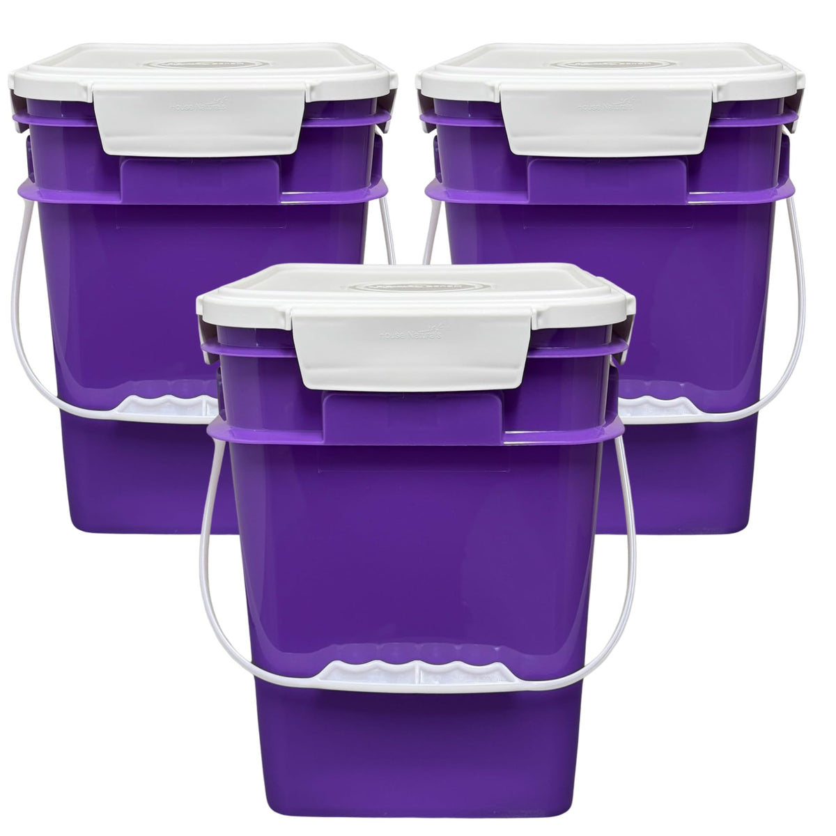 4 Gallon Square Food Grade Bucket Pail with Plastic Handles and Lid