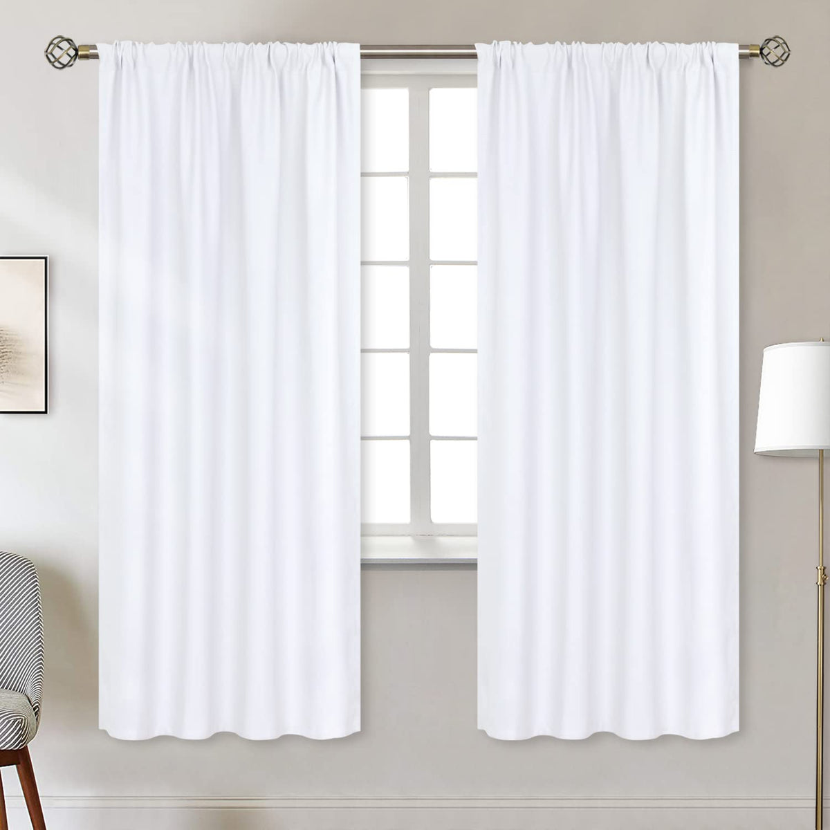 White Curtains 72 Inch Length for Living Room (2 Count)