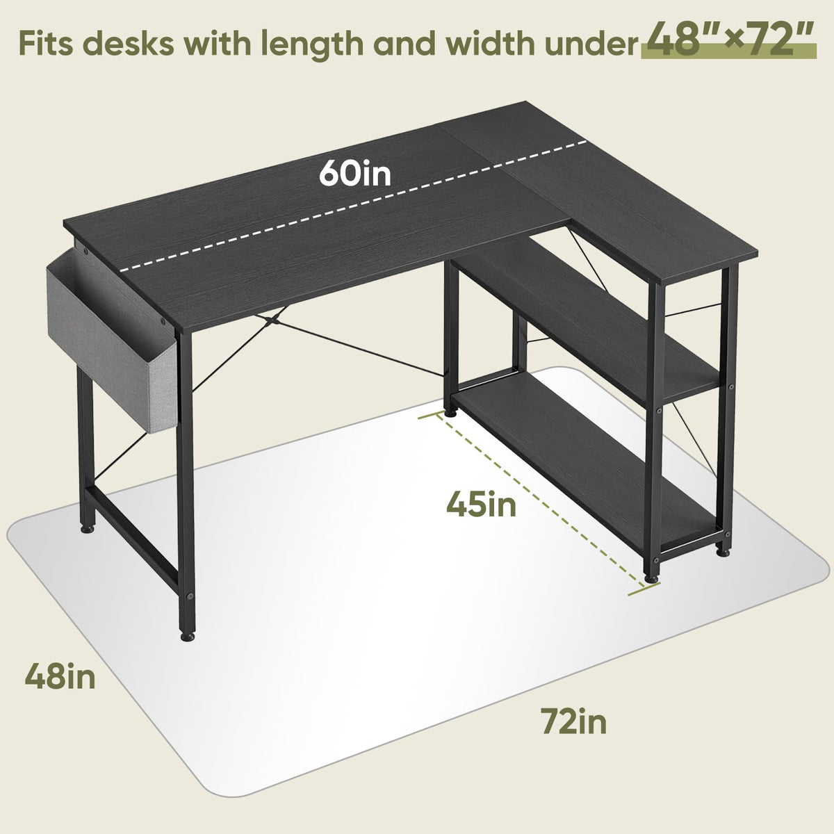 48"x72" Tempered Glass Chair Mat for Carpet & Hardwood Floors