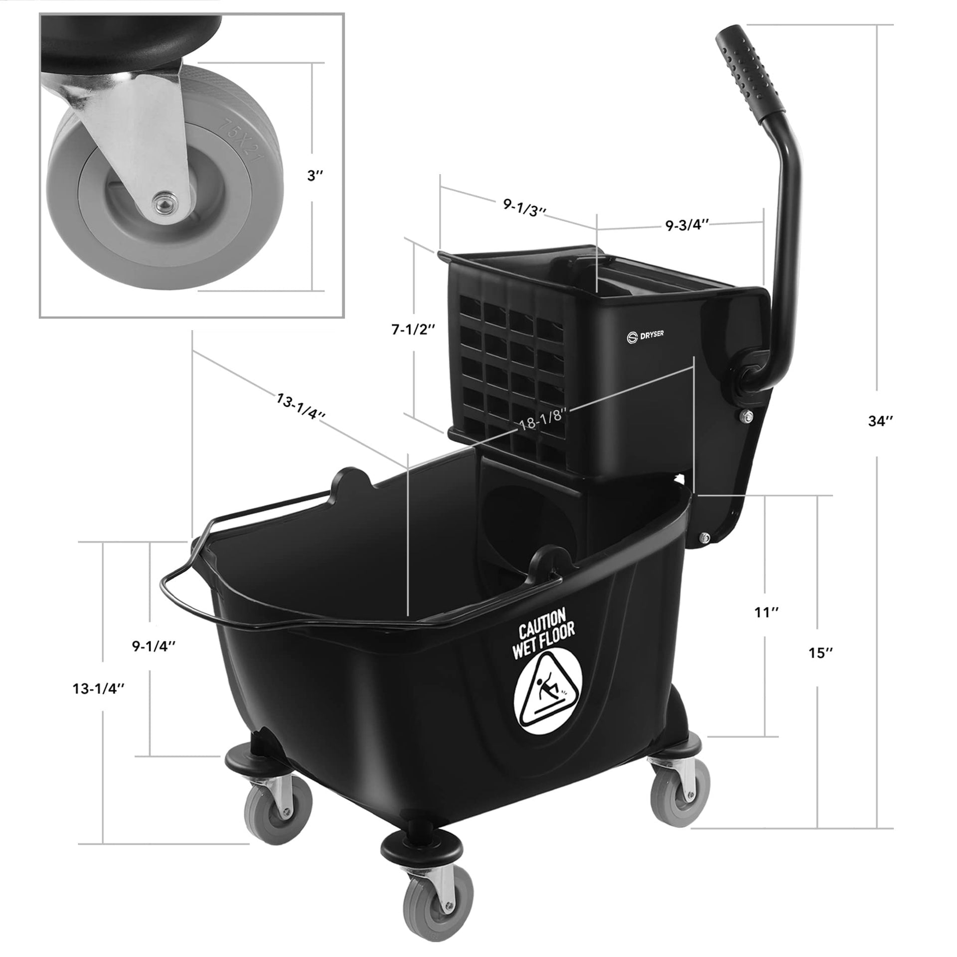 Commercial Mop Bucket with Side Press Wringer