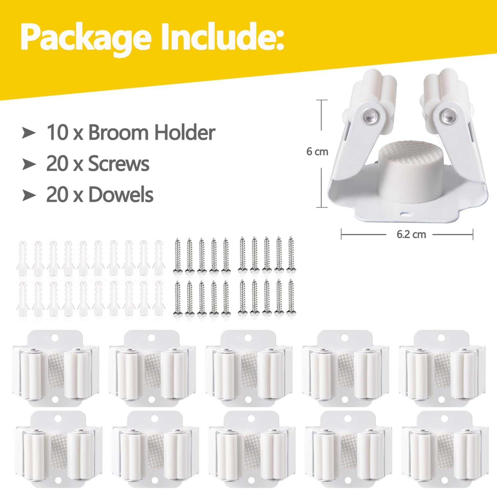 10 Pack Broom Holder Wall Mount