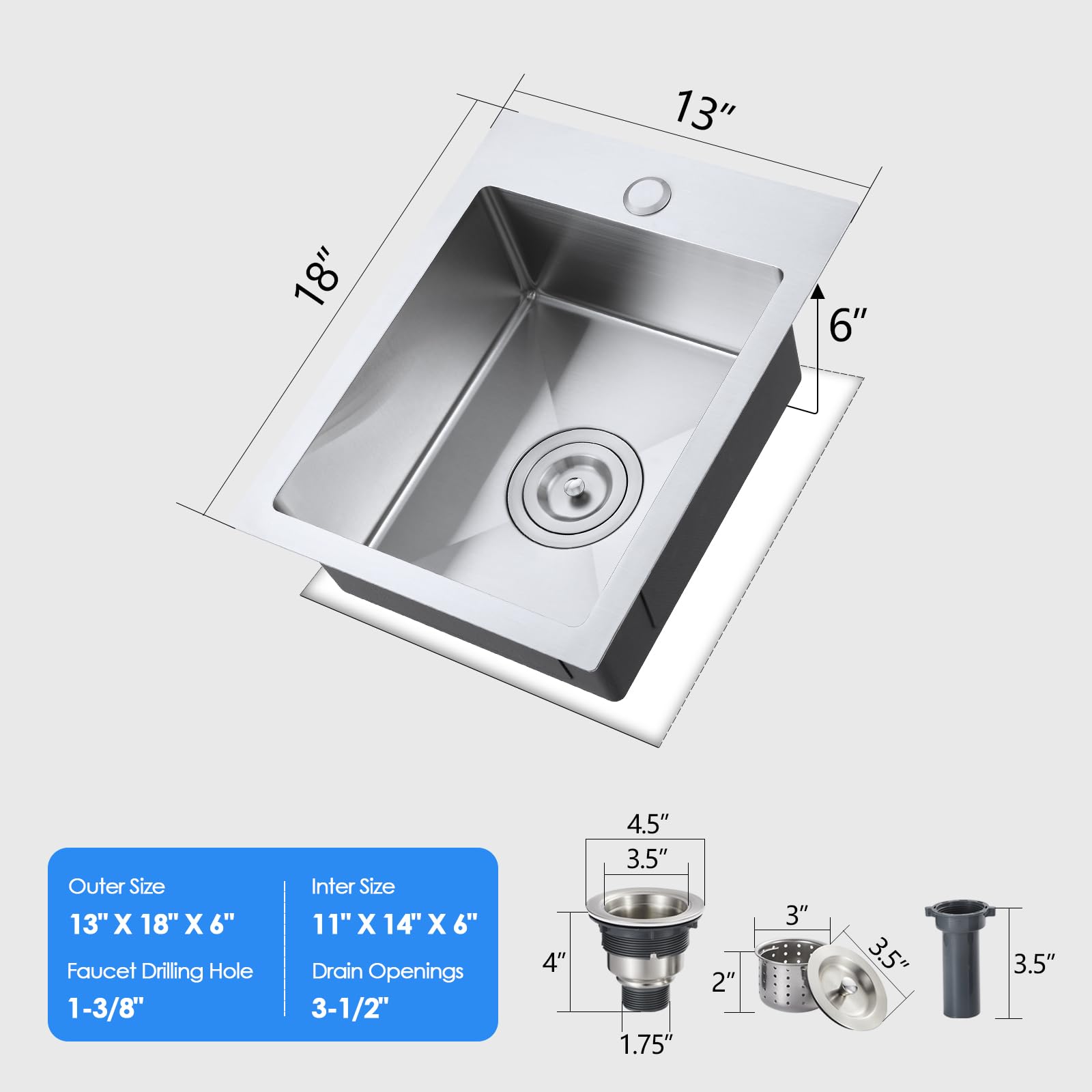 13 x 18 inch Bar Sink