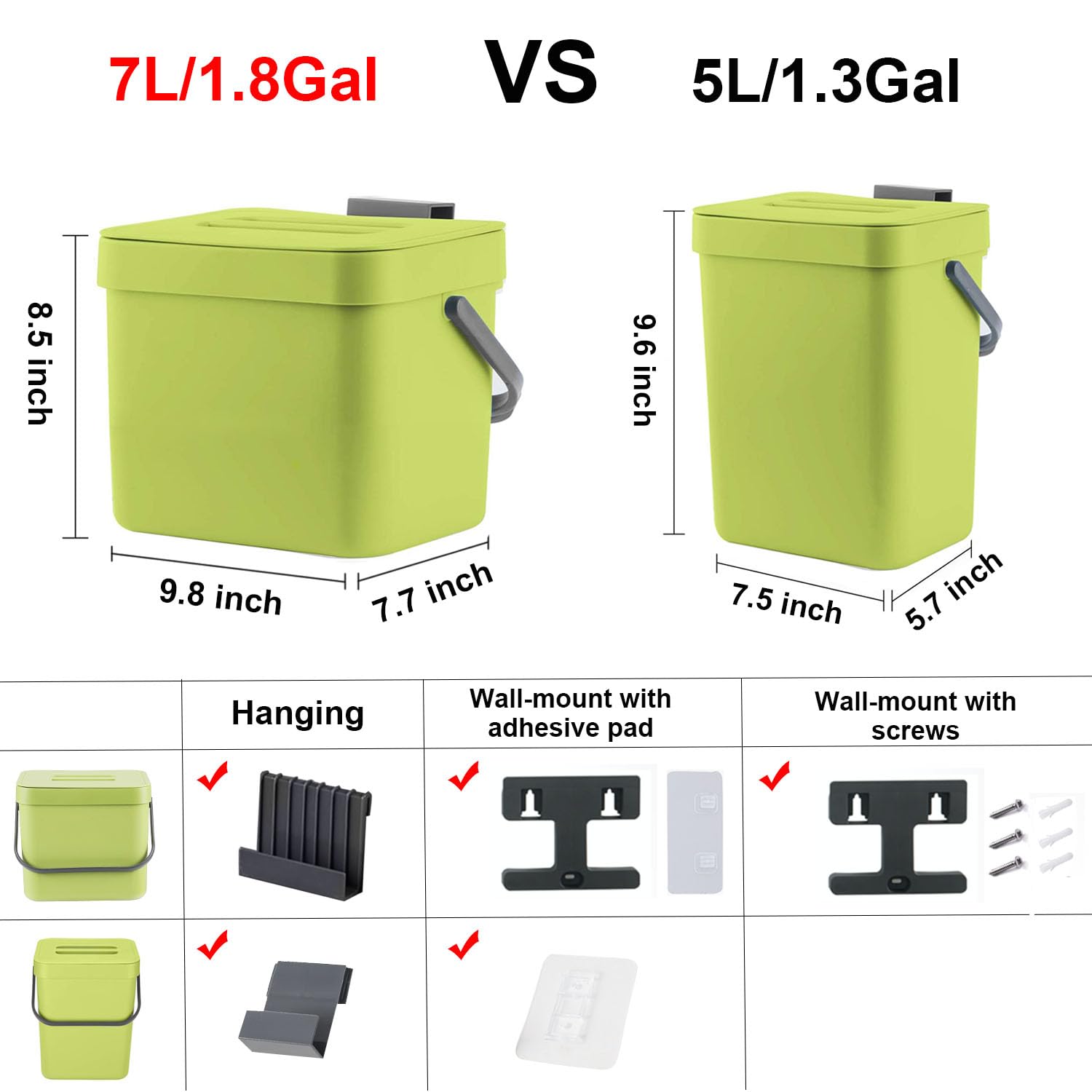 1.8 Gallon Hanging Trash Can