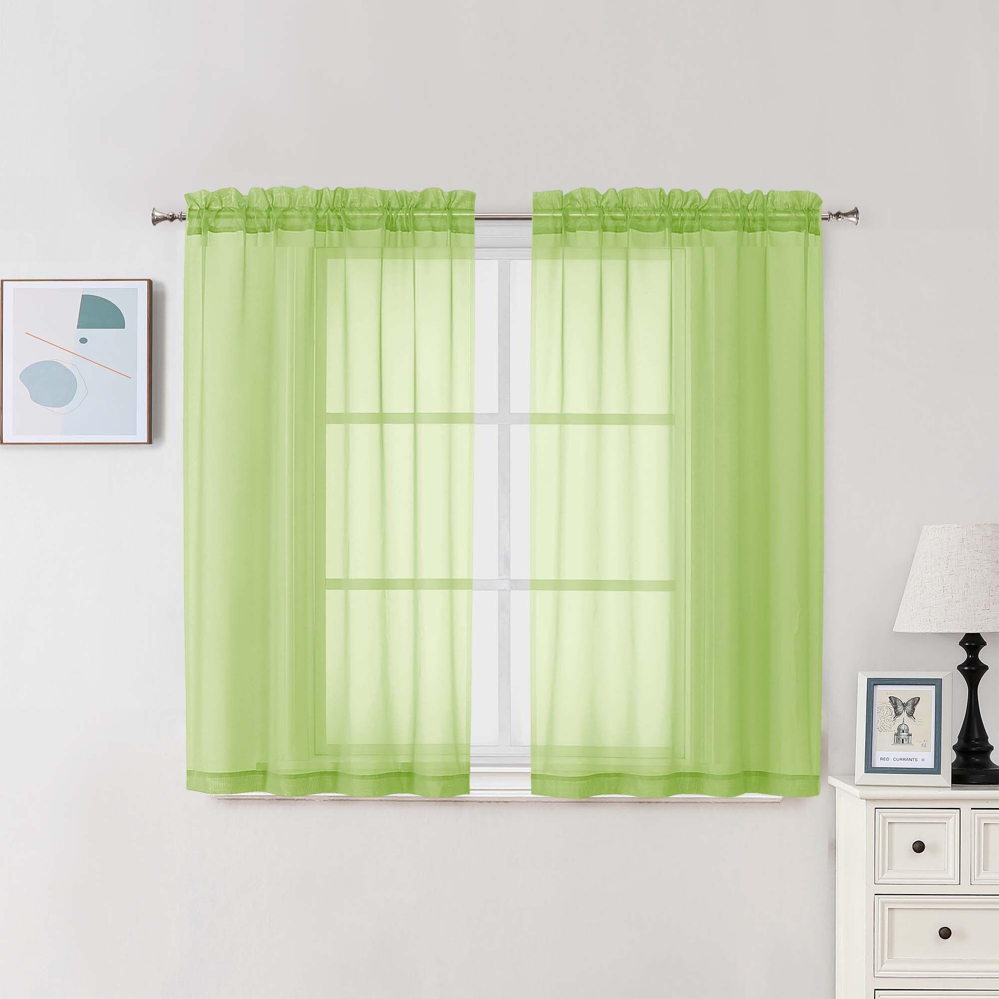 Sheer Curtains 54 Inch Long 2 Panels Set (2 Count)