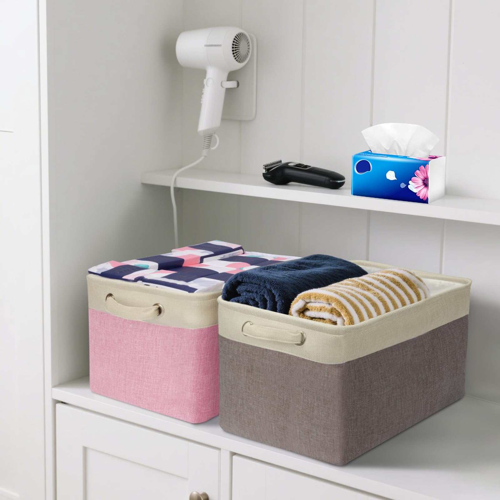 2 Pack Fabric Closet Storage Bins for Shelves (2 Count)