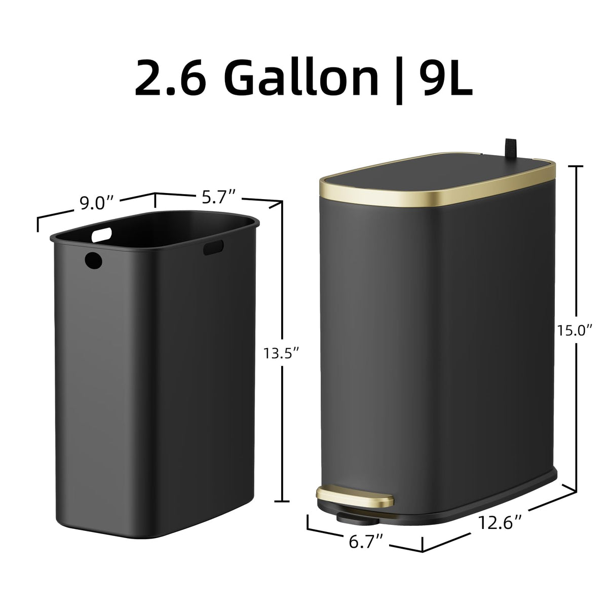 Small Bathroom Trash Can with Lid Soft Close (60 Count)