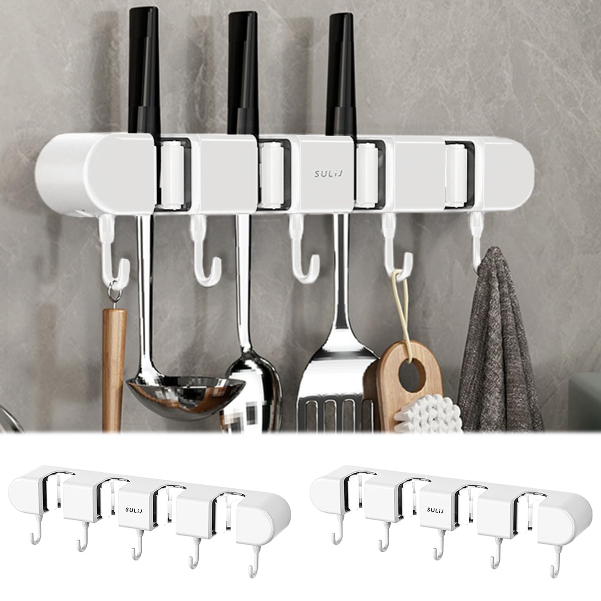 2Pcs Broom Holder Wall Mount