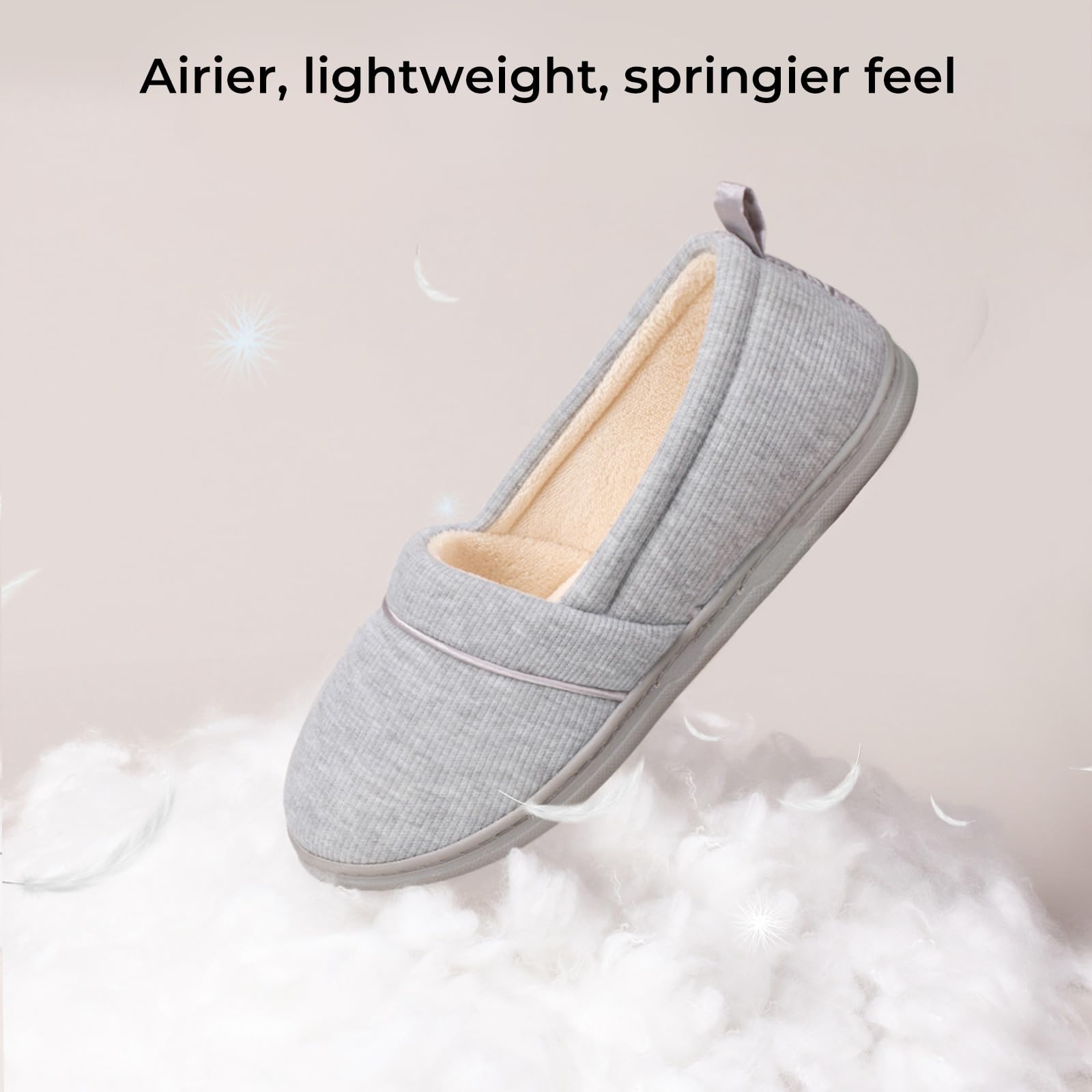 Women's Comfy Loafer Slippers House Shoes Light Gray
