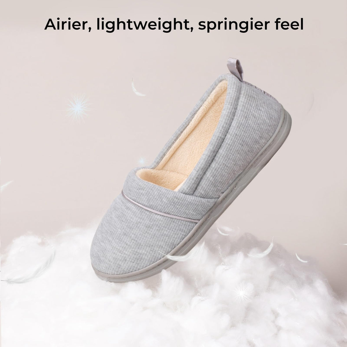 Women's Comfy Loafer Slippers House Shoes Light Gray