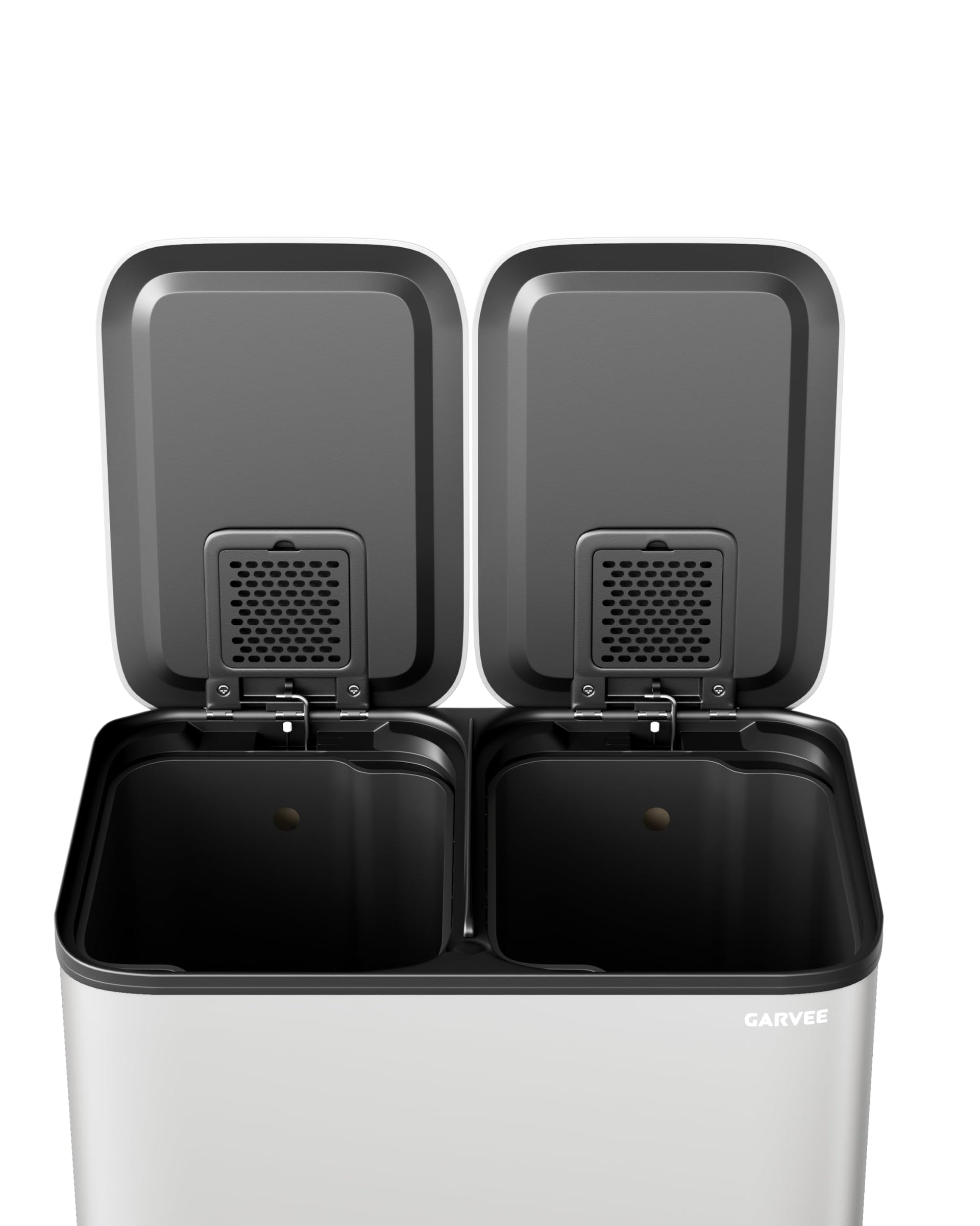 2 x 4 gal Stainless Steel Double Trash Can with Lid for Kitchen