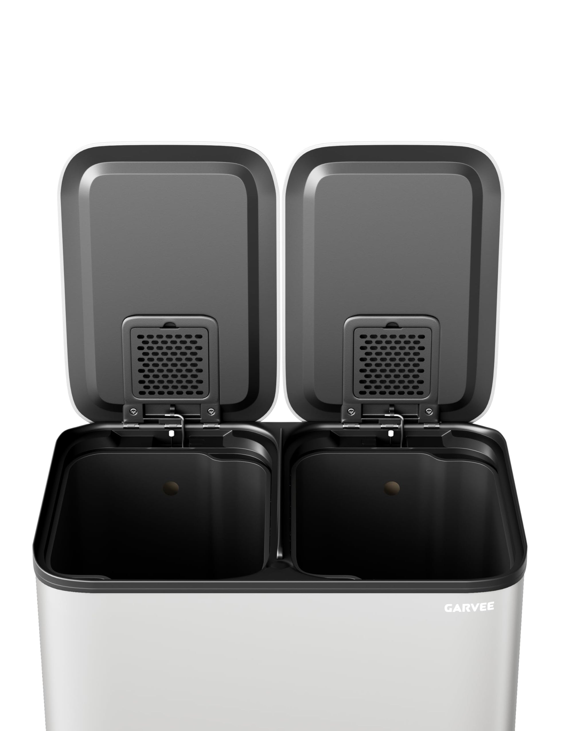 2 x 4 gal Stainless Steel Double Trash Can with Lid for Kitchen