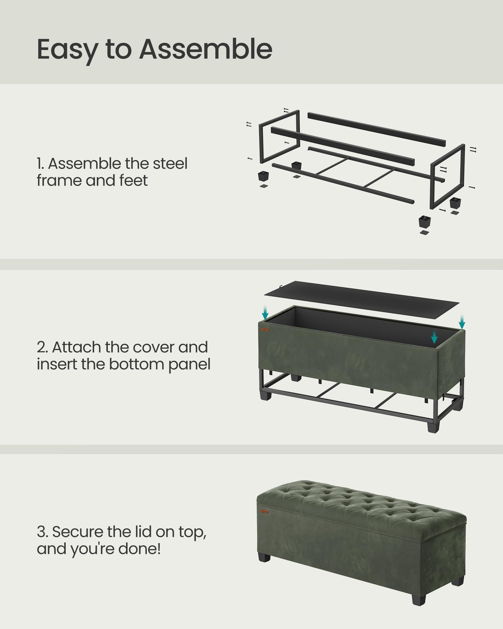 Velvet Storage Ottoman Bench