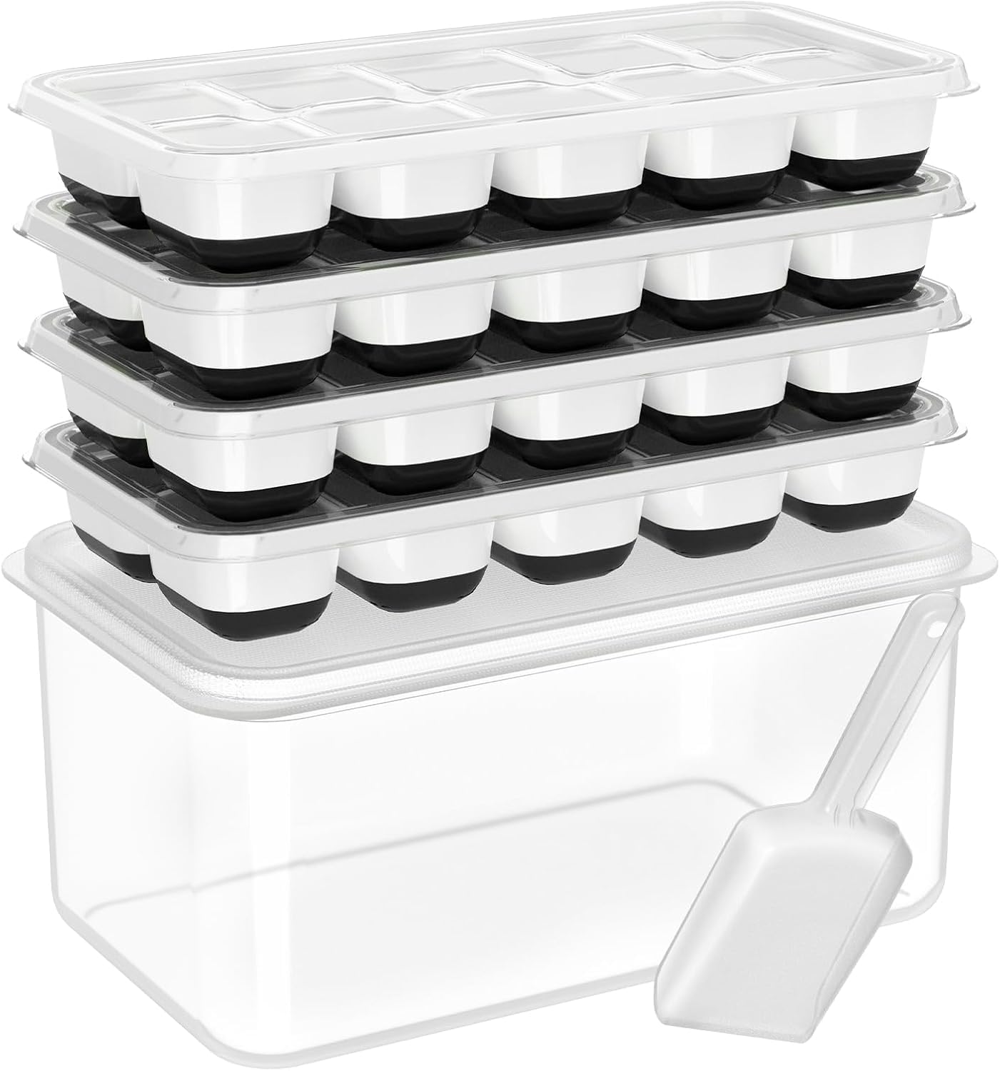 Ice Cube Tray with Lid and Bin (4 Count)