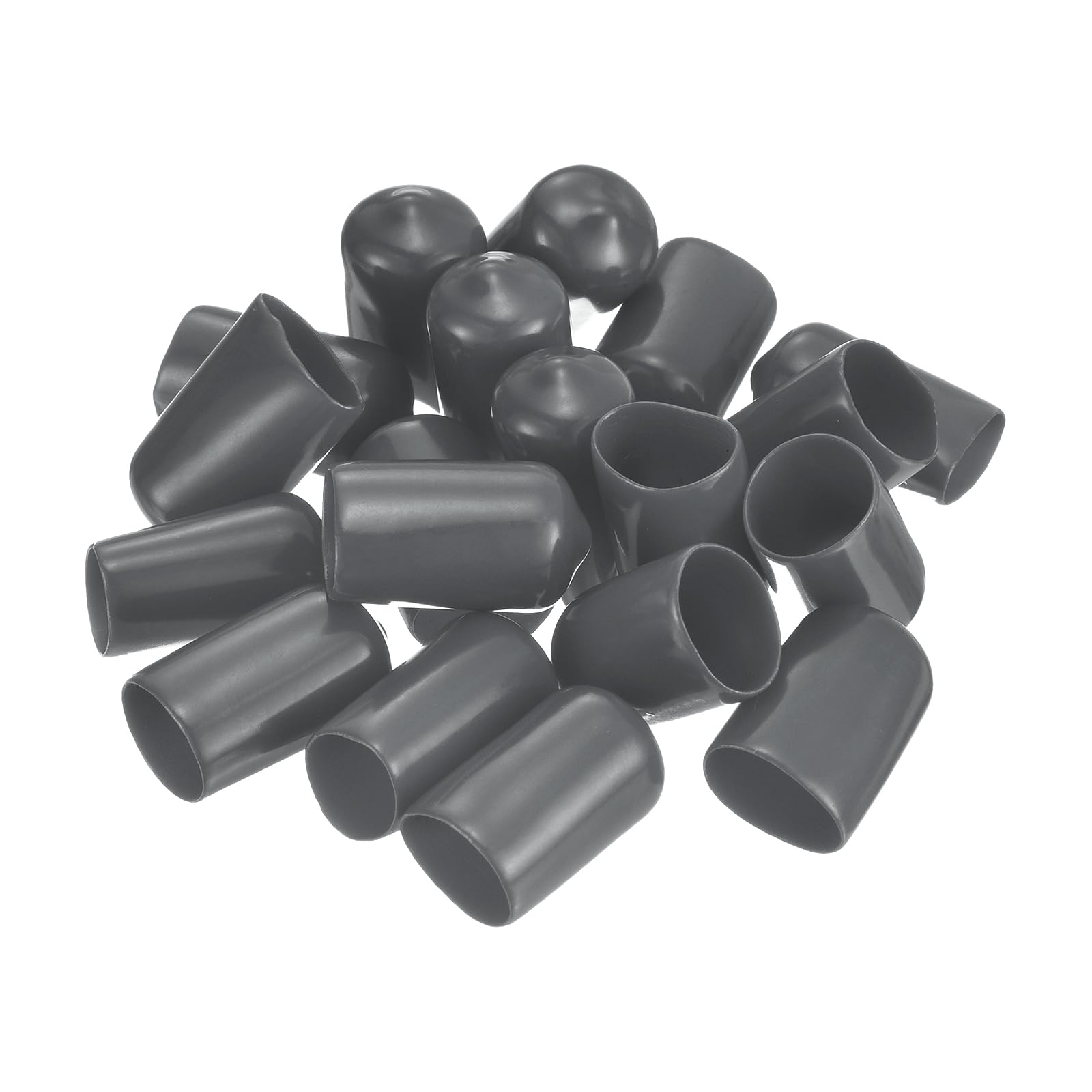 20pcs Rubber End Caps 13.5mm ID Vinyl Round Tube Bolt Cap Cover Thread Protectors Dark Grey