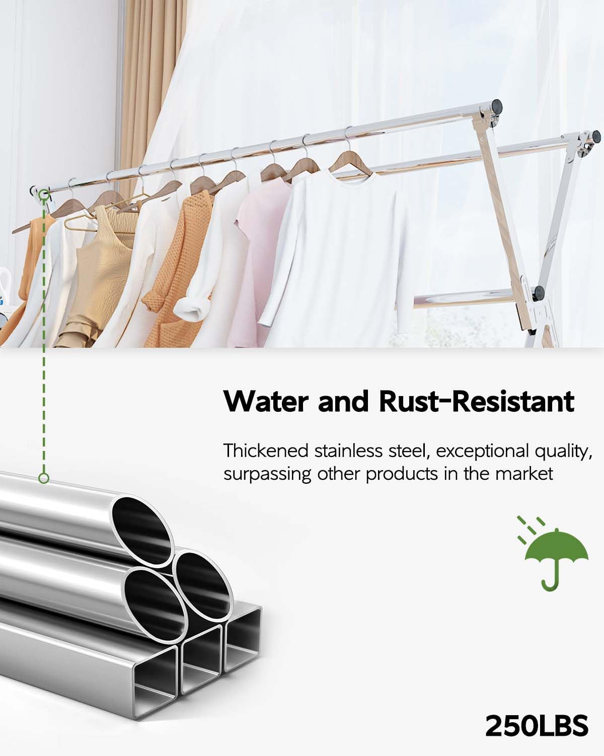 Clothes Drying Rack 95 Inches Folding Outdoor Indoor