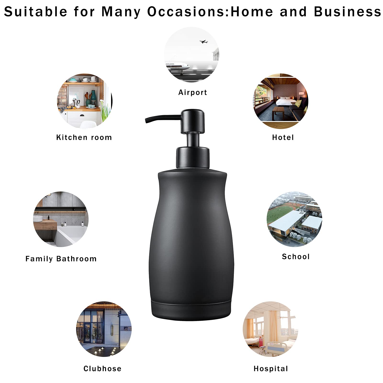 304 Stainless Steel Countertop Black Soap Dispenser Rust Resistant Leak