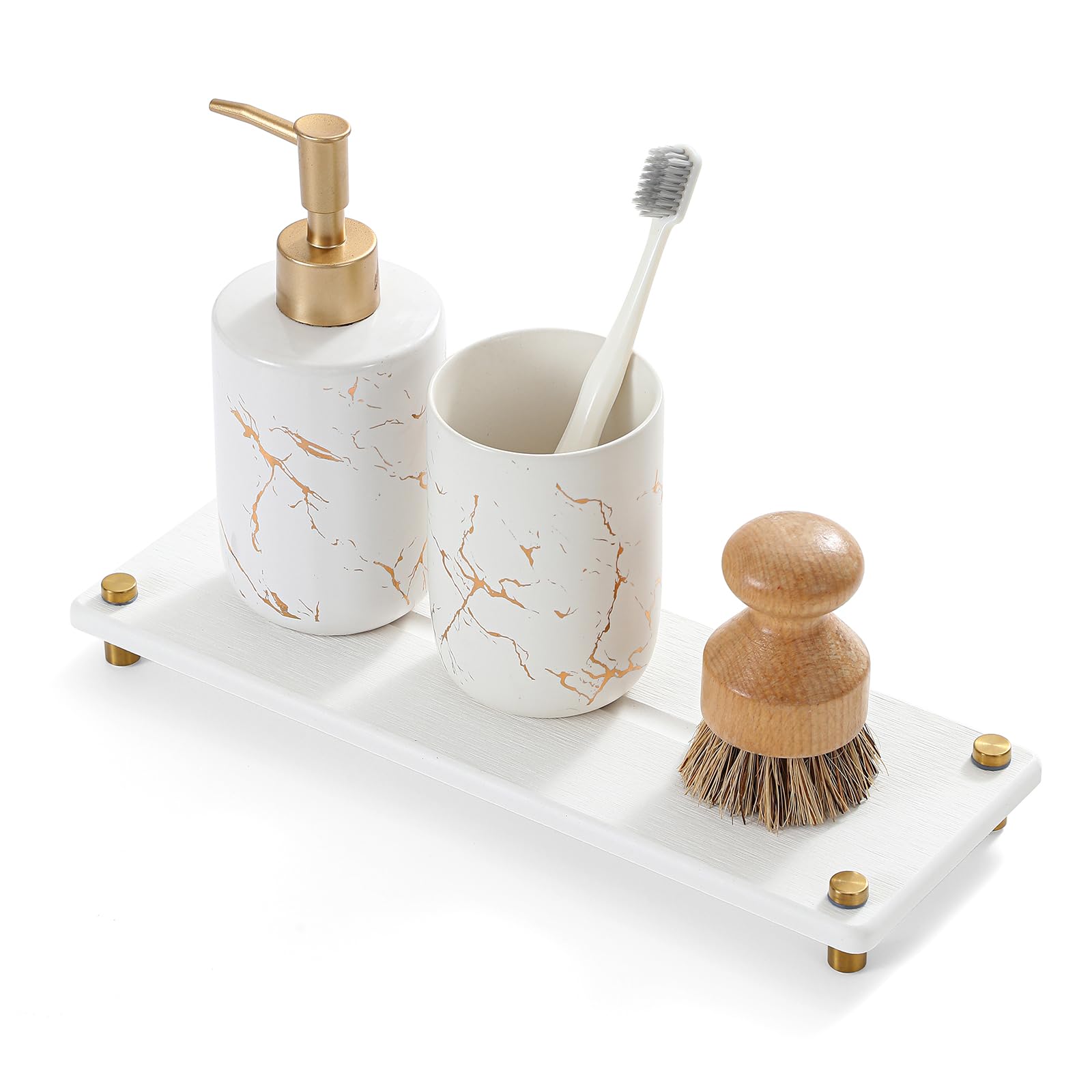White Gold Dish Drying Rack Tray