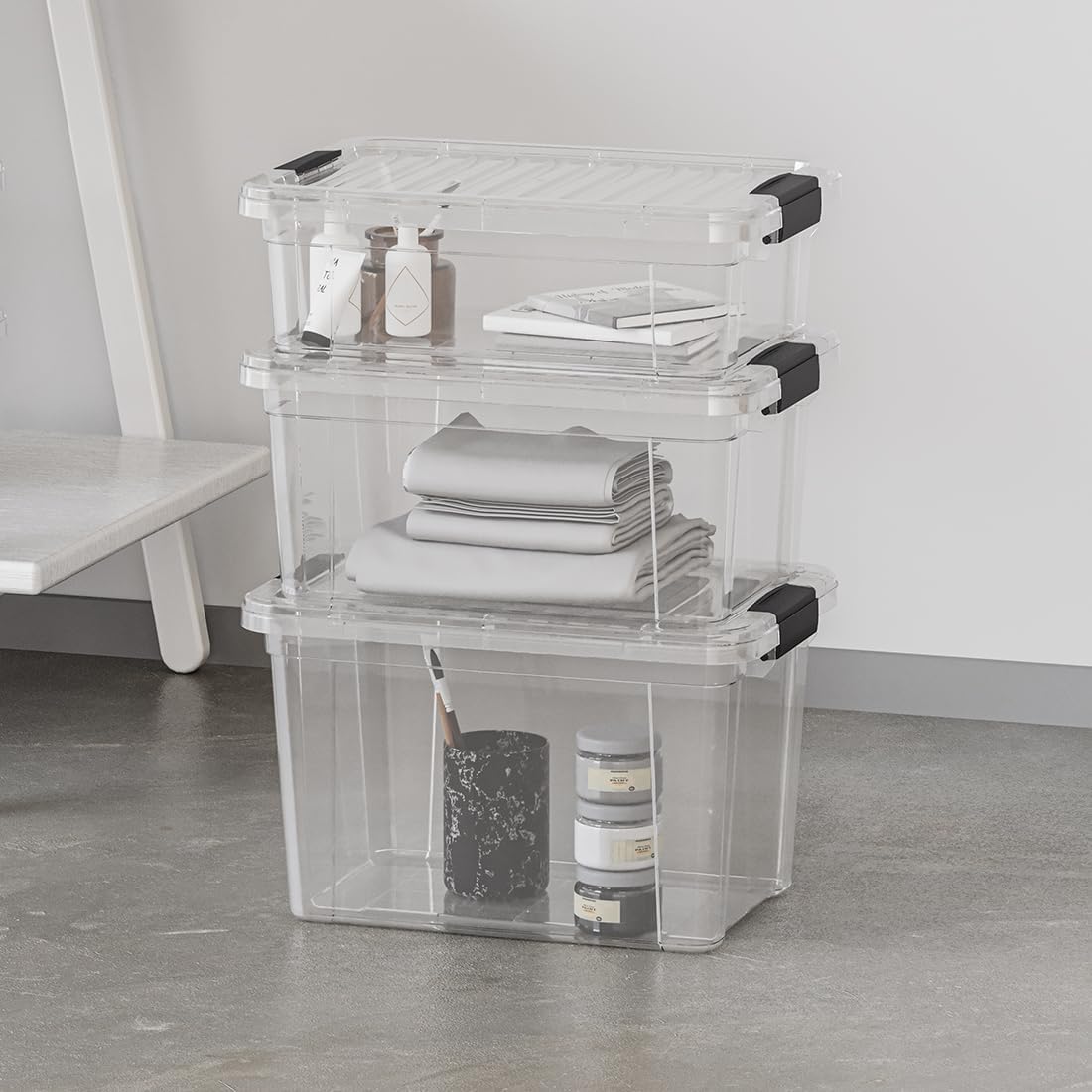 3.4 Quart Clear Plastic Storage Boxes with Lids (36 Count)