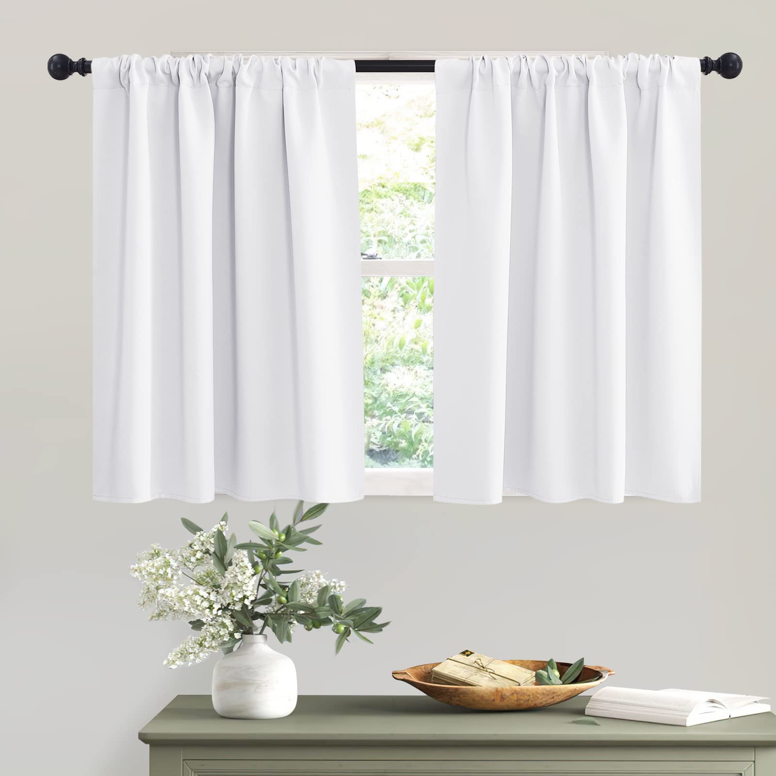 Short Pure White Curtains for Small Bedroom Kitchen Cafe Window