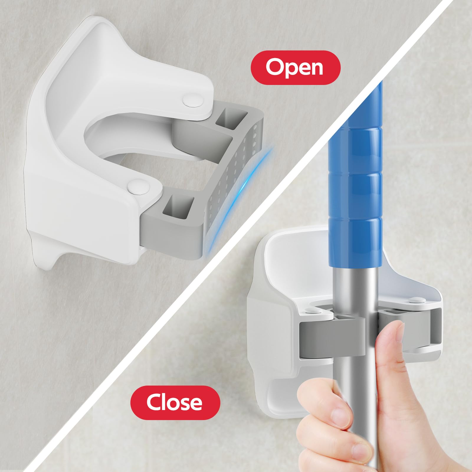 Broom Holder Wall Mount Mop Grippers organizer wall hanging (5 Count)