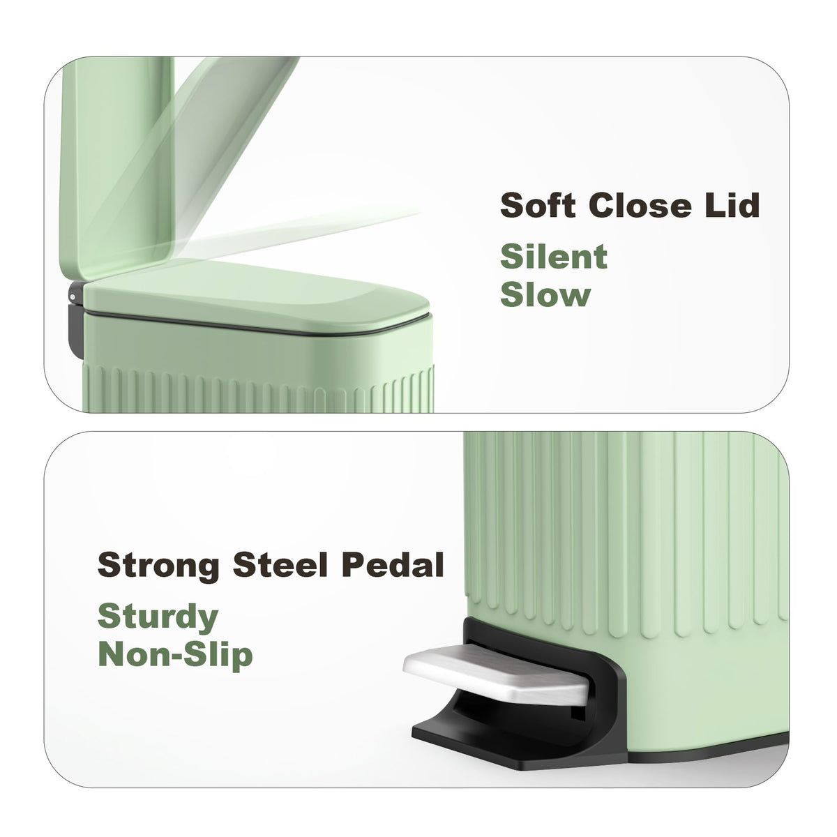 Slim Bathroom Trash Can with Lid Soft Close & Pedal