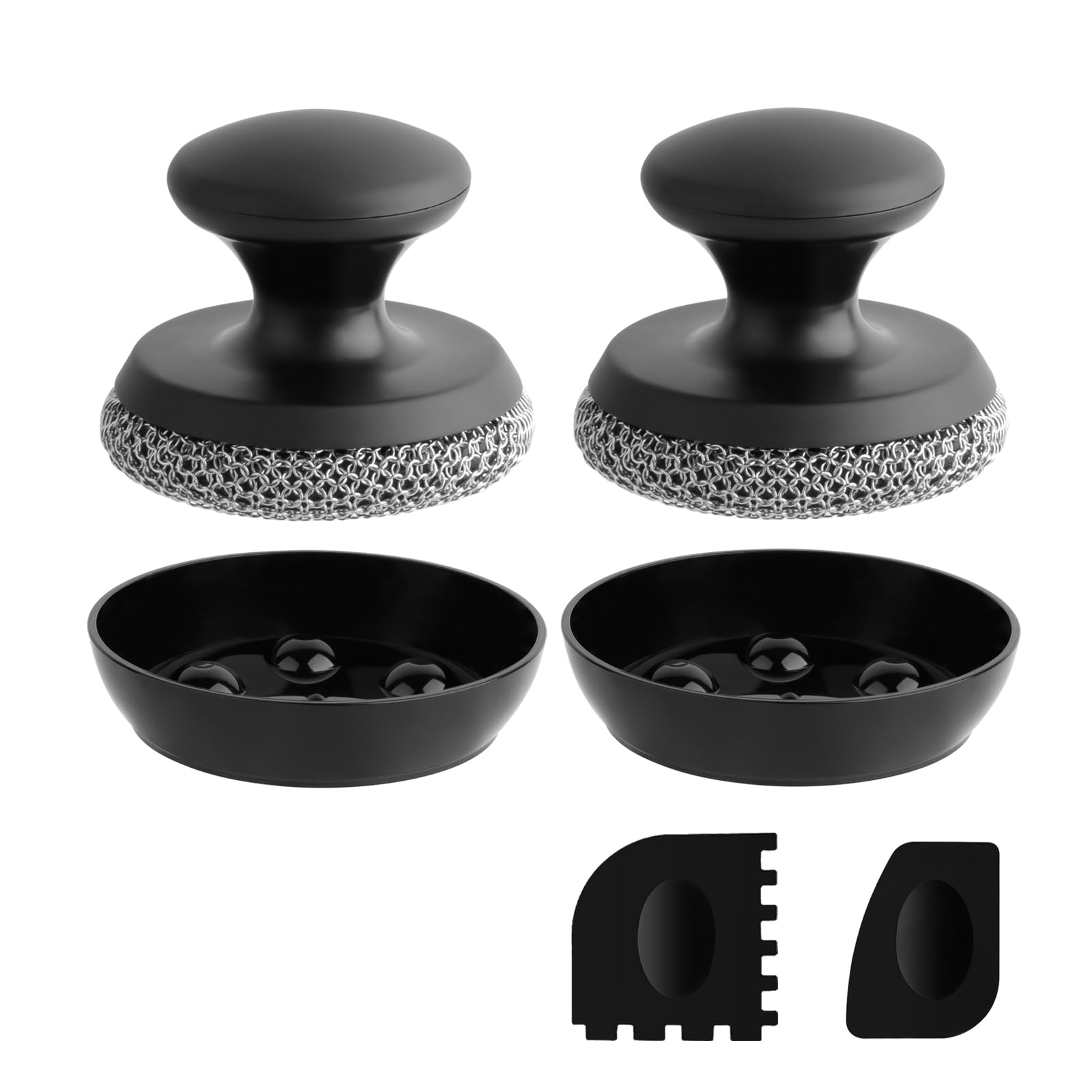2PCS Cast Iron Scrubber Cleaner (3.2 Ounce)