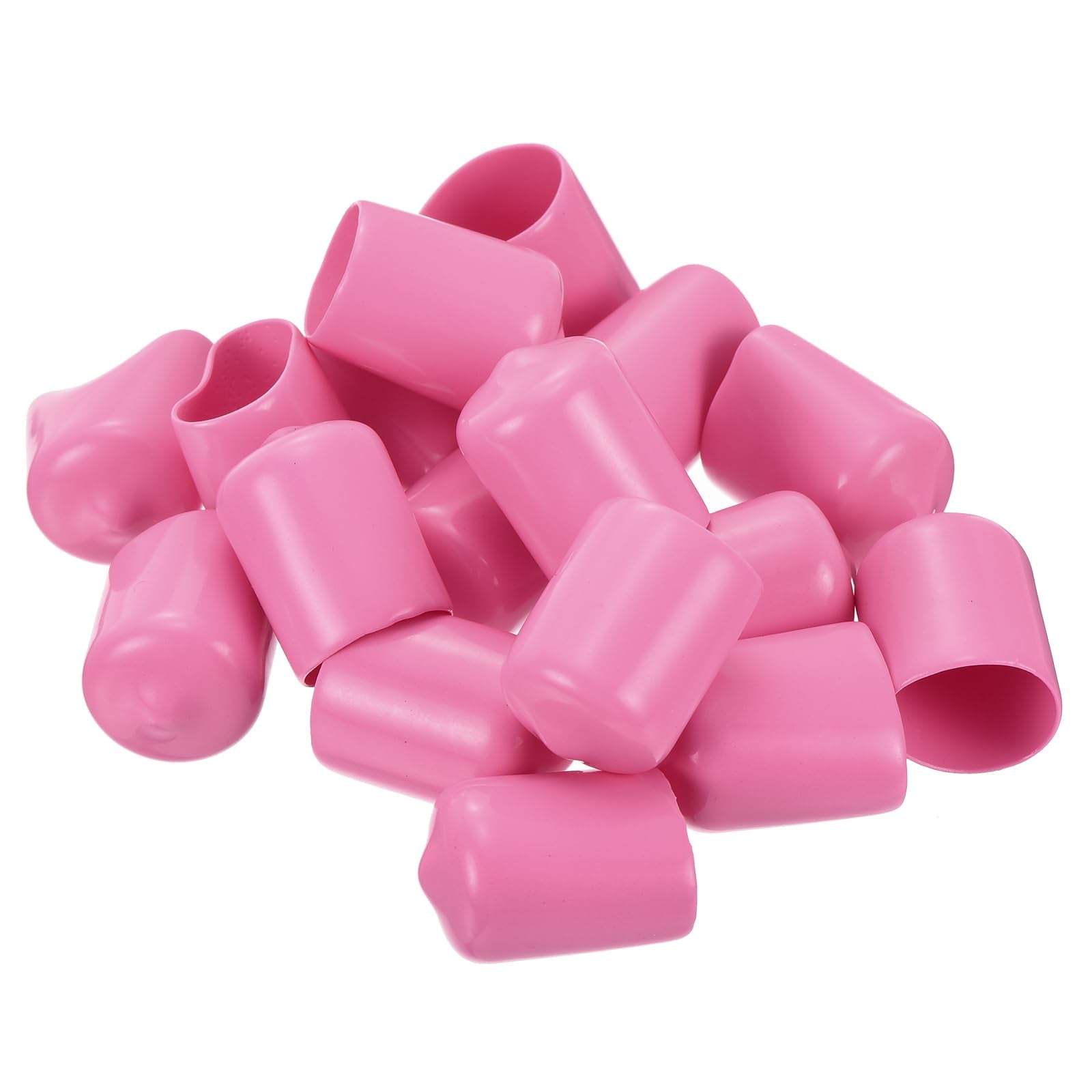 20pcs Rubber End Caps 15mm ID Vinyl PVC Round Tube Bolt Cap Cover Screw Thread Protectors Pink