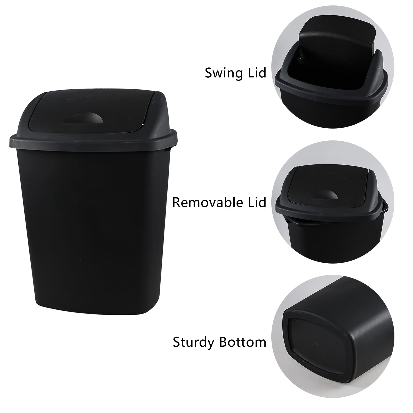 18 Gallon Plastic Garbage Bin with Swing Lid (4 Count)